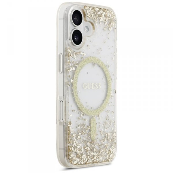 Etui Guess Resin Bottom Glitter MagSafe  do iPhone 17 złoty