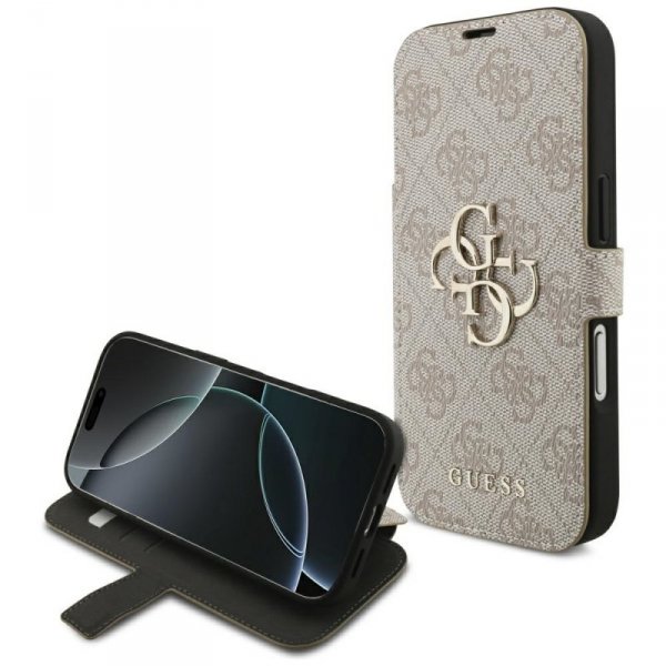 Etui Guess Book 4G Metal Logo do iPhone  17 Pro różowy