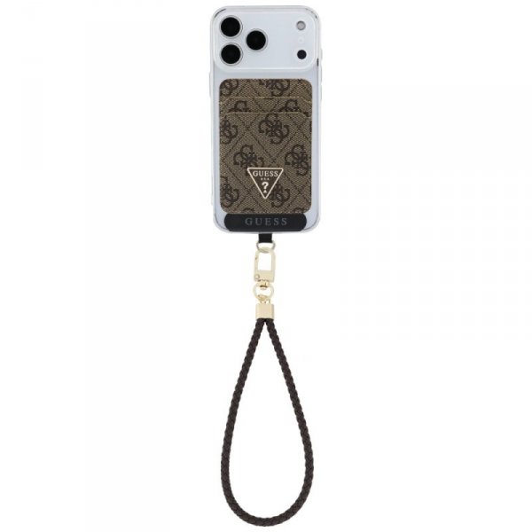 Zestaw portfel + hand strap Guess        triangle MagSafe brązowy