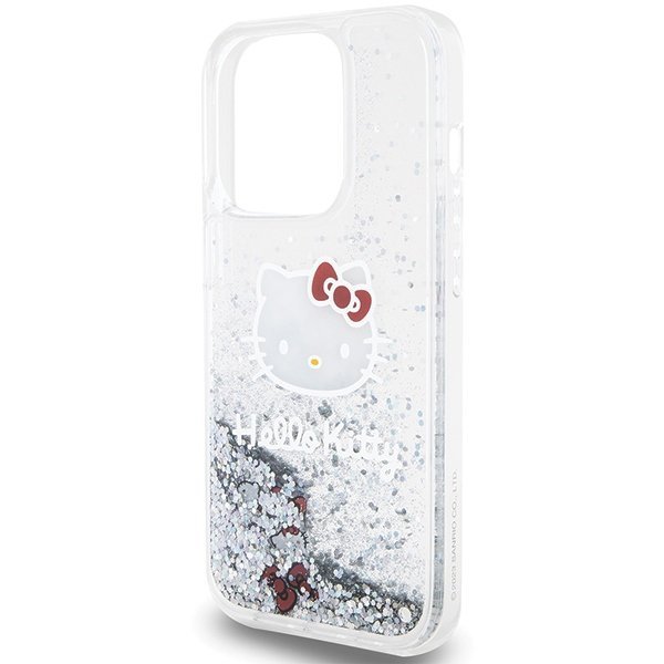 Hello Kitty HKHCP13LLIKHET iPhone 13 Pro / 13 6.1&quot; srebrny/silver hardcase Liquid Glitter Charms Kitty Head