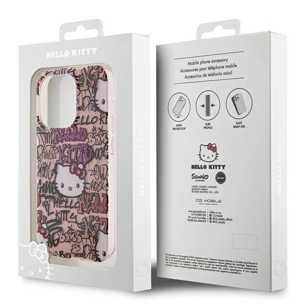 Hello Kitty HKHCP14XHDGPTP iPhone 14 Pro Max 6.7&quot; różowy/pink hardcase IML Tags Graffiti