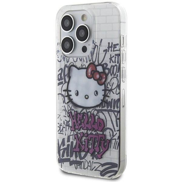 Hello Kitty HKHCP15XHDGPHT iPhone 15 Pro Max 6.7&quot; biały/white hardcase IML Kitty On Bricks Graffiti