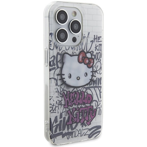 Hello Kitty HKHCP15XHDGPHT iPhone 15 Pro Max 6.7&quot; biały/white hardcase IML Kitty On Bricks Graffiti