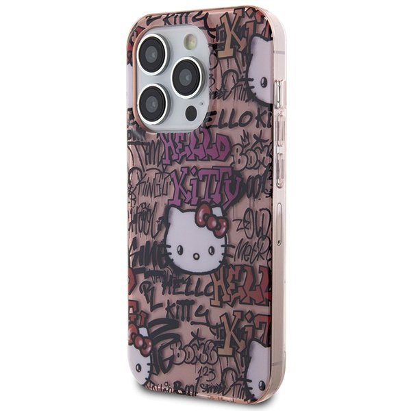 Hello Kitty HKHCP15XHDGPTP iPhone 15 Pro Max 6.7&quot; różowy/pink hardcase IML Tags Graffiti