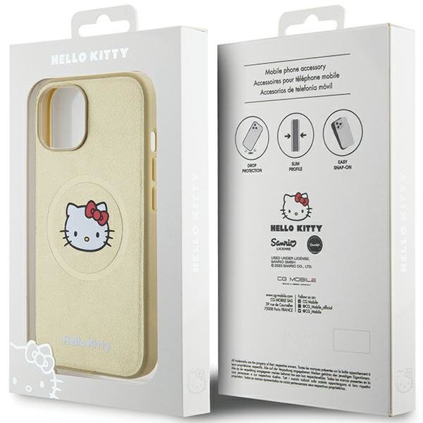 Hello Kitty HKHMP14SPGHCKD iPhone 14 / 15 / 13 6.1&quot; złoty/gold hardcase Leather Kitty Head MagSafe