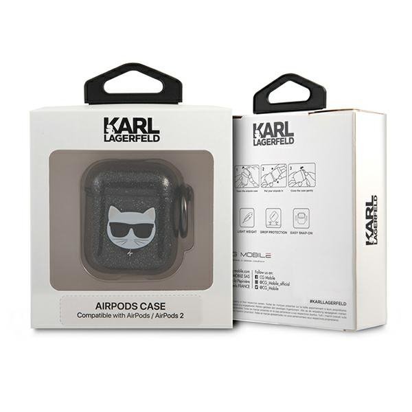 Karl Lagerfeld KLA2UCHGK AirPods 1/2 cover czarny/black Glitter Choupette