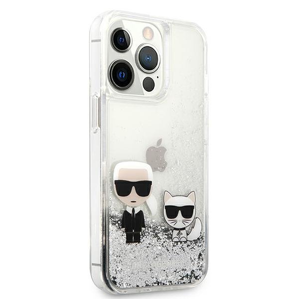 Karl Lagerfeld KLHCP13LGKCS 13 Pro / 13 6,1&quot; srebrny/silver hardcase Liquid Glitter Karl&Choupette