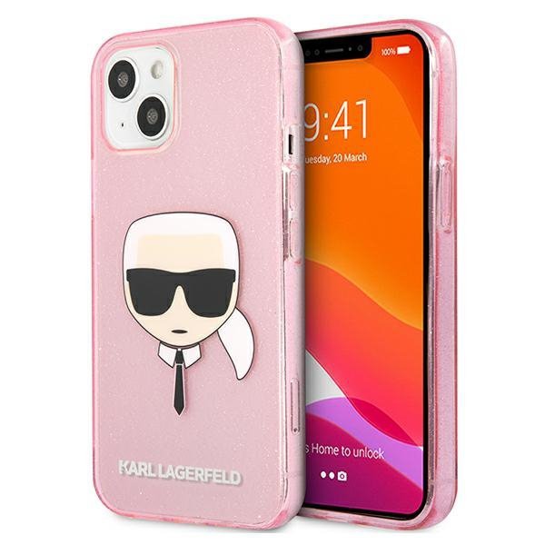 Karl Lagerfeld KLHCP13SKHTUGLP iPhone 13 mini 5,4&quot; różowy/pink hardcase Glitter Karl`s Head