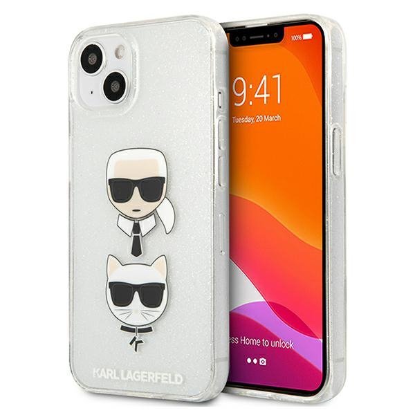 Karl Lagerfeld KLHCP13SKCTUGLS iPhone 13 mini 5,4&quot; srebrny/silver hardcase Glitter Karl`s & Choupette