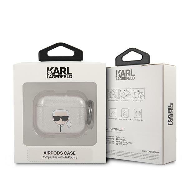 Karl Lagerfeld KLA3UKHGS AirPods 3 cover srebrny/silver Glitter Karl`s Head
