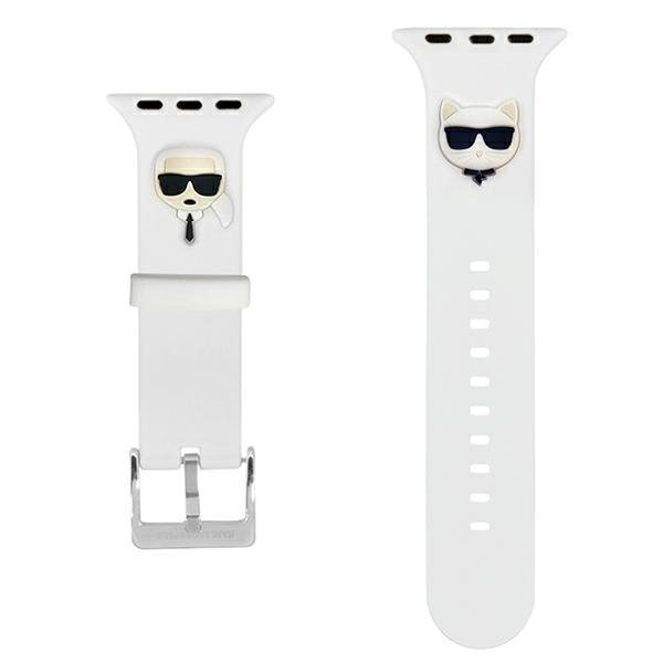 Karl Lagerfeld Pasek KLAWLSLCKW AppleWatch 42/44/45/49mm biały/white strap Silicone Karl & Choupette Heads