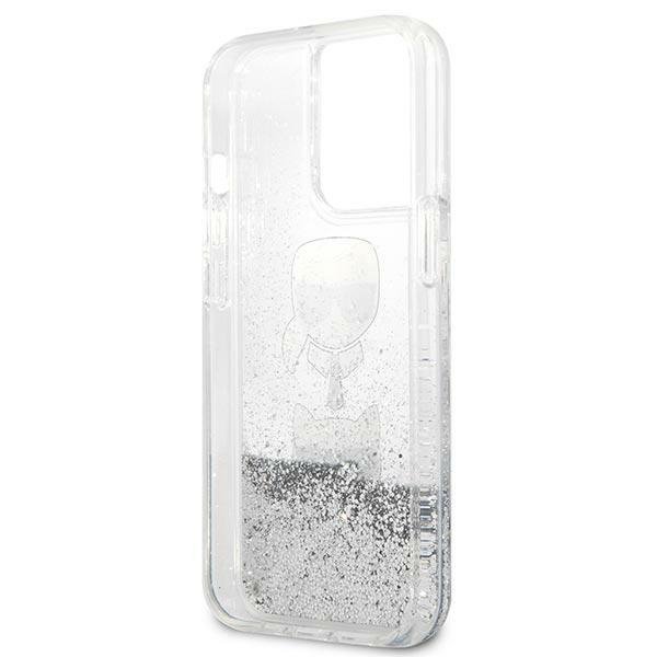 Karl Lagerfeld KLHCP13LKICGLS iPhone 13 Pro / 13 6,1&quot; srebrny/silver hardcase Liquid Glitter Karl&Choupette Head