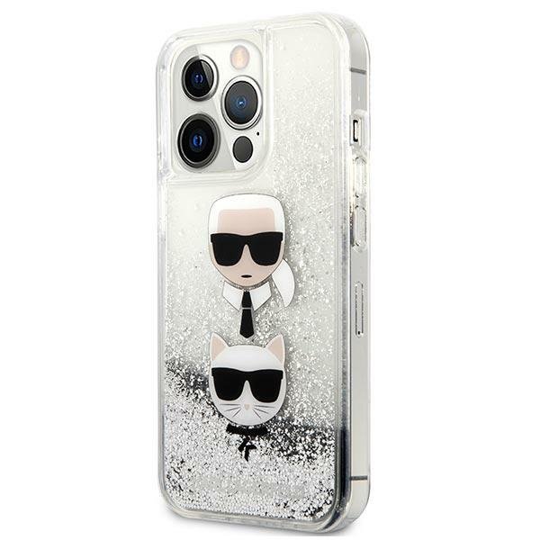 Karl Lagerfeld KLHCP13XKICGLS iPhone 13 Pro Max 6,7&quot; srebrny/silver hardcase Liquid Glitter Karl&Choupette Head