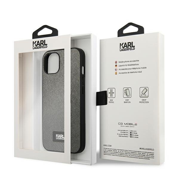Karl Lagerfeld KLHCP13SSFMP2DG iPhone 13mini 5,4&quot; hardcase srebrny/silver Saffiano Plaque