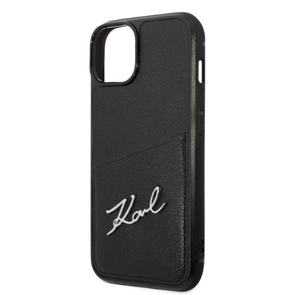 Karl Lagerfeld KLHCP14SCSSK iPhone 14 / 15 / 13 6,1&quot; hardcase czarny/black Signature Logo Cardslot