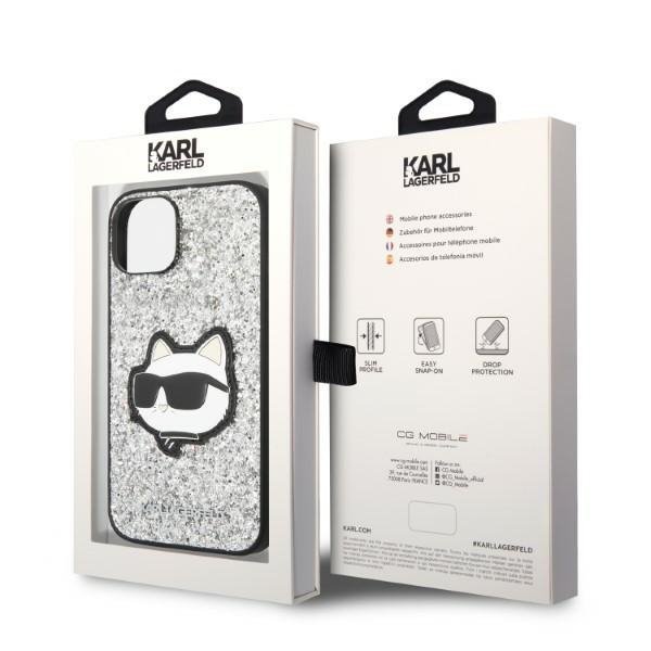 Karl Lagerfeld KLHCP14MG2CPS iPhone 14 Plus / 15 Plus 6,7&quot; srebrny/silver hardcase Glitter Choupette Patch