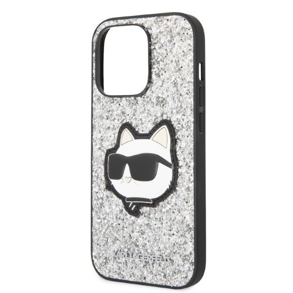 Karl Lagerfeld KLHCP14LG2CPS iPhone 14 Pro 6,1&quot; srebrny/silver hardcase Glitter Choupette Patch