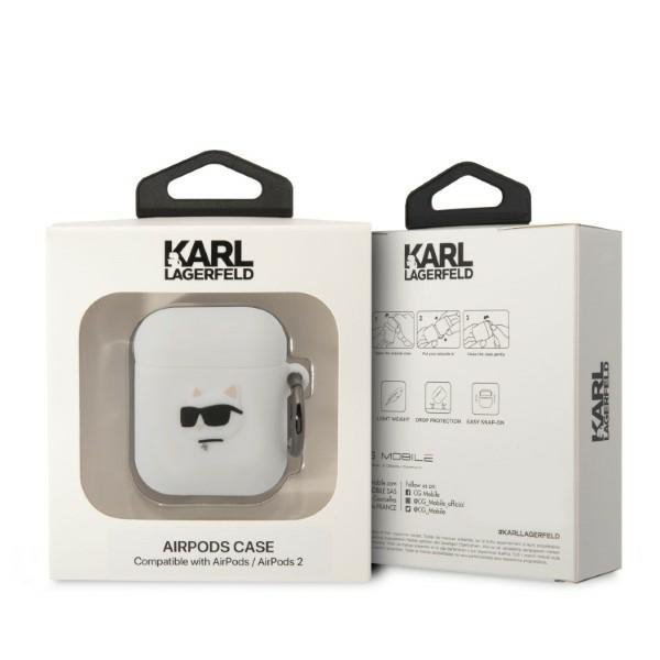 Karl Lagerfeld KLA2RUNCHH AirPods 1/2 cover biały/white Silicone Choupette Head 3D