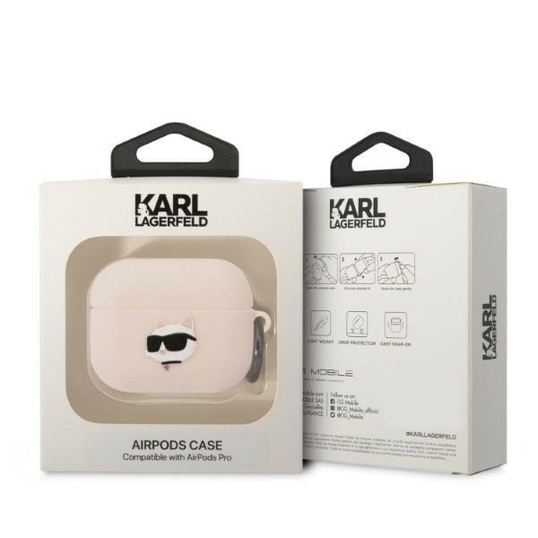 Karl Lagerfeld KLAPRUNCHP AirPods Pro cover różowy/pink Silicone Choupette Head 3D