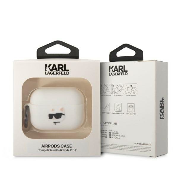 Karl Lagerfeld KLAP2RUNCHH AirPods Pro 2 cover biały/white Silicone Choupette Head 3D