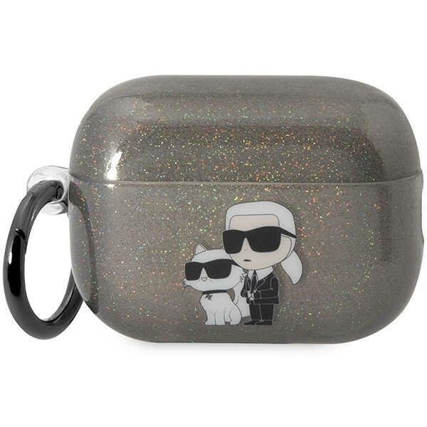 Karl Lagerfeld KLAP2HNKCTGK Airpods Pro 2 (2022/2023) cover czarny/black Glitter Karl&Choupette