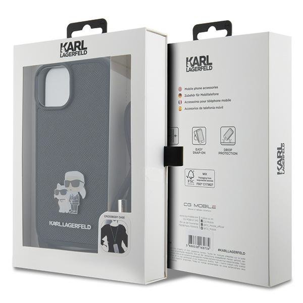 Karl Lagerfeld KLHCP15MSAKCPSK iPhone 15 Plus / 14 Plus 6.7&quot; hardcase czarny/black Crossbody Saffiano Metal Pin Karl & Chou
