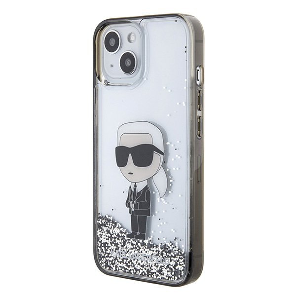 Karl Lagerfeld KLHCP15SLKKNSK iPhone 15 / 14 / 13 6.1&quot; transparent hardcase Liquid Glitter Ikonik