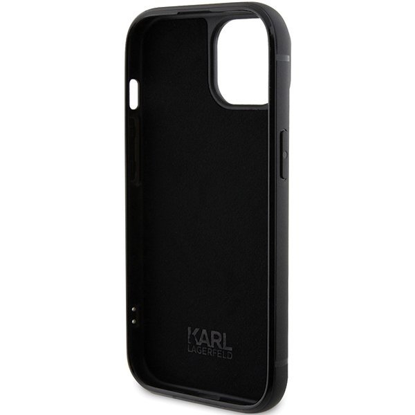 Karl Lagerfeld KLHCP15SHDSPLK iPhone 15 / 14 / 13 6.1&quot; czarny/black hardcase Rhinestone Logo Metal Plate