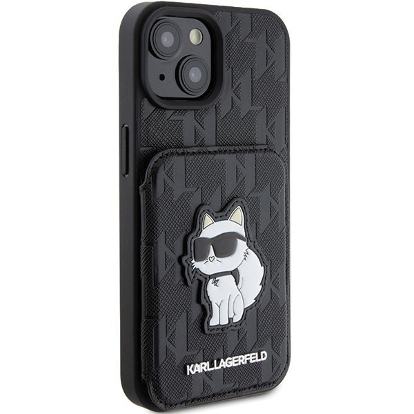 Karl Lagerfeld KLHCP15SSAKCNSCK iPhone 15 / 14 / 13 6.1&quot; czarny/black hardcase Saffiano Cardslots and Stand Monogram Choupe