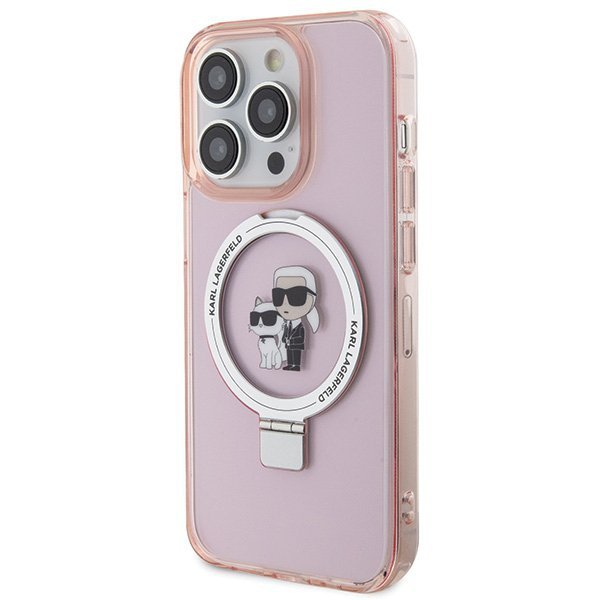 Karl Lagerfeld KLHMP15LHMRSKCP iPhone 15 Pro 6.1&quot; różowy/pink hardcase Ring Stand Karl&Choupettte MagSafe
