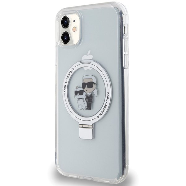 Karl Lagerfeld KLHMN61HMRSKCH iPhone 11 / Xr 6.1&quot; biały/white hardcase Ring Stand Karl&Choupettte MagSafe