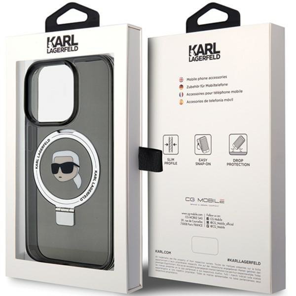 Karl Lagerfeld KLHMP15LHMRSKHK iPhone 15 Pro 6.1&quot; czarny/black hardcase Ring Stand Karl Head MagSafe
