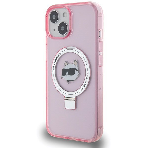 Karl Lagerfeld KLHMP15SHMRSCHP iPhone 15 / 14 / 13 6.1&quot; różowy/pink hardcase Ring Stand Choupette Head MagSafe