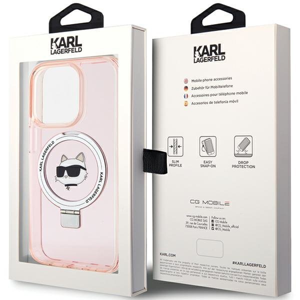 Karl Lagerfeld KLHMP15XHMRSCHP iPhone 15 Pro Max 6.7&quot; różowy/pink hardcase Ring Stand Choupette Head MagSafe