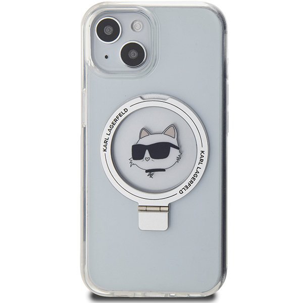 Karl Lagerfeld KLHMP15SHMRSCHH iPhone 15 / 14 / 13 6.1&quot; biały/white hardcase Ring Stand Choupette Head MagSafe