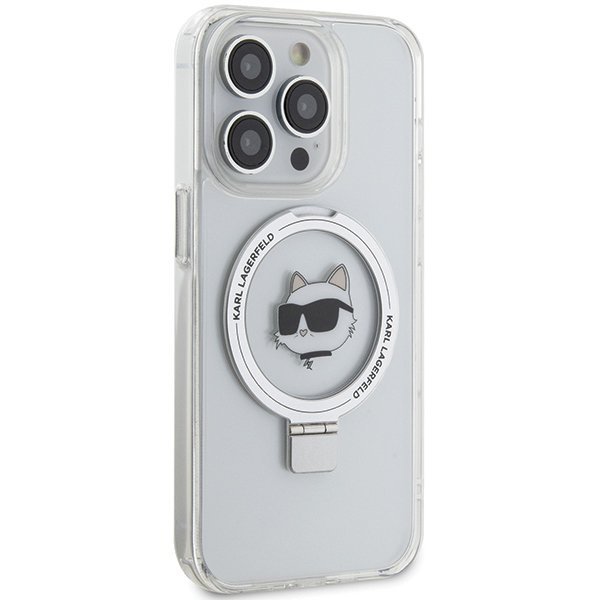 Karl Lagerfeld KLHMP15LHMRSCHH iPhone 15 Pro 6.1&quot; biały/white hardcase Ring Stand Choupette Head MagSafe
