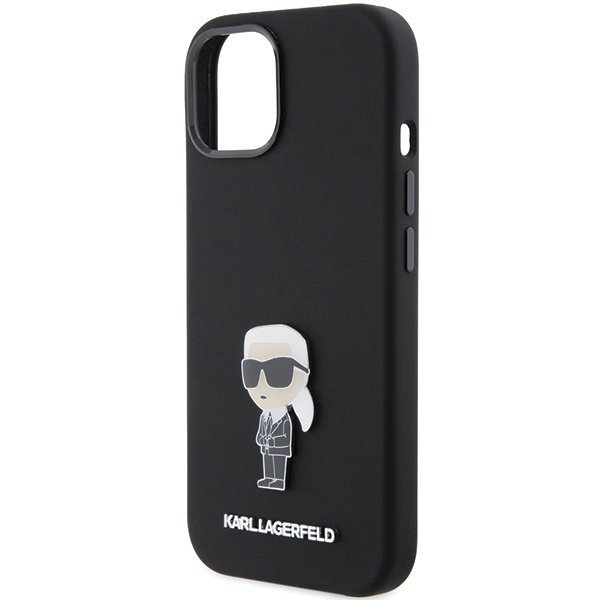 Karl Lagerfeld KLHCP15SSMHKNPK iPhone 15 / 14 / 13 6.1&quot; czarny/black Silicone Ikonik Metal Pin