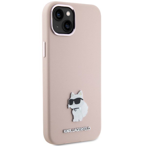 Karl Lagerfeld KLHCP15SSMHCNPP iPhone 15 / 14 / 13 6.1&quot; różowy/pink Silicone Choupette Metal Pin