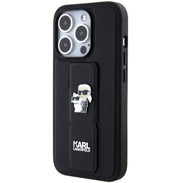 Karl Lagerfeld KLHCP15LGSAKCPK iPhone 15 Pro 6.1&quot; czarny/black hardcase Gripstand Saffiano Karl&Choupette Pins