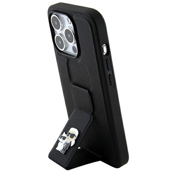 Karl Lagerfeld KLHCP14LGSAKCPK iPhone 14 Pro 6.1&quot; czarny/black hardcase Gripstand Saffiano Karl&Choupette Pins