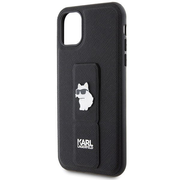 Karl Lagerfeld KLHCN61GSACHPK iPhone 11 / Xr 6.1&quot; czarny/black hardcase Gripstand Saffiano Choupette Pins