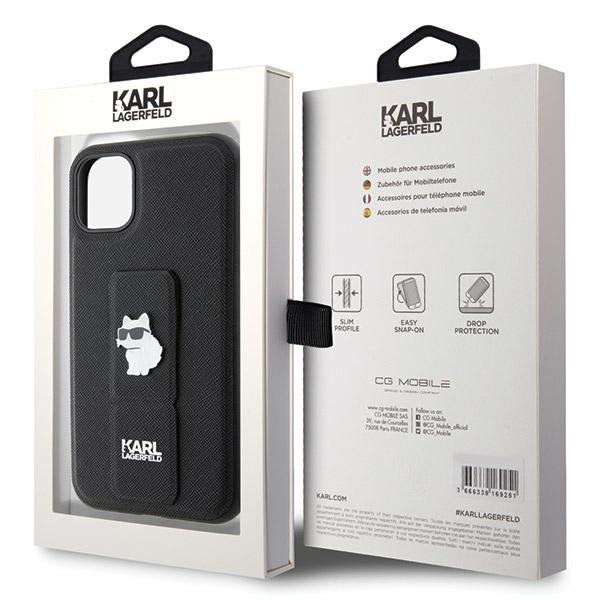 Karl Lagerfeld KLHCN61GSACHPK iPhone 11 / Xr 6.1&quot; czarny/black hardcase Gripstand Saffiano Choupette Pins