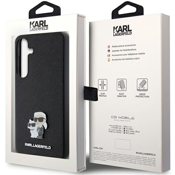 Karl Lagerfeld KLHCS24SPSAKCMPK S24 S921 hardcase czarny/black Saffiano Karl & Choupette Metal Pin