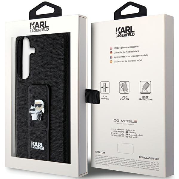 Karl Lagerfeld KLHCS24SGSAKCPK S24 S921 czarny/black hardcase Gripstand Saffiano Karl&Choupette Pins