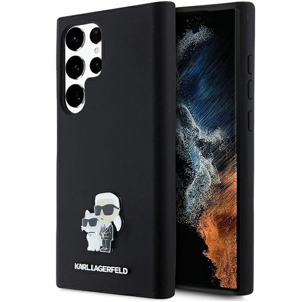 Karl Lagerfeld KLHCS23LSMHKCNPK S23 Ultra S918 hardcase czarny/black Silicone Karl&Choupette Metal Pin