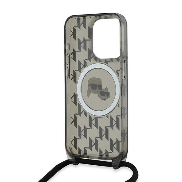 Karl Lagerfeld KLHMP15LHCKCKLCK iPhone 15 Pro 6.1" czarny/black hardcase IML Crossbody Monogram Karl & Choupette Head MagSa