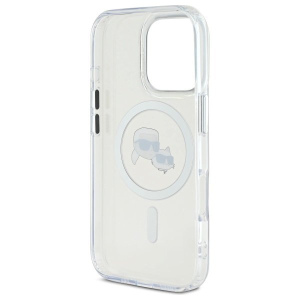 Karl Lagerfeld KLHMP16LHLSKCH iPhone Pro 6.3" biały/white hardcase IML Metal Karl&Choupette Head MagSafe