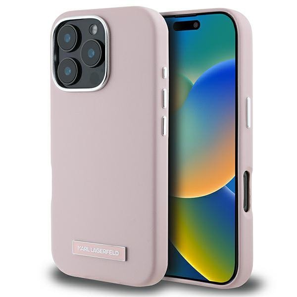 Karl Lagerfeld KLHMP16LPGMSRPP iPhone16 Pro 6.3&quot; różowy/pink hardcase FW Metal Plate MagSafe