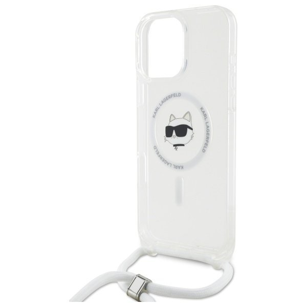 Karl Lagerfeld KLHMP16LHCCHNT iPhone 16  Pro 6.3&quot; hardcase transparent IML Choupette Head & Cord Magsafe