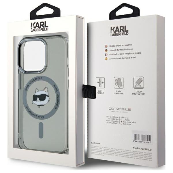 Karl Lagerfeld KLHMP15LHLSCHK iPhone 15  Pro 6.1&quot; czarny/black hardcase IML Metal Choupette Head MagSafe